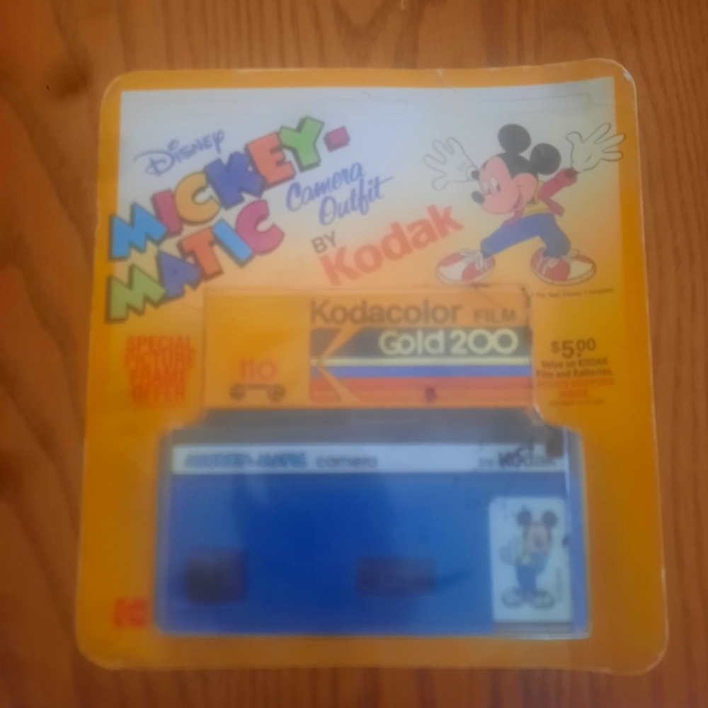 Mickey mouse outfit Kodak camera in package.